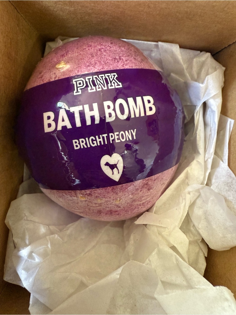 PINK Victoria's Secret Bright Peony Bath Bomb - Purple & Gold Oval Shape RARE